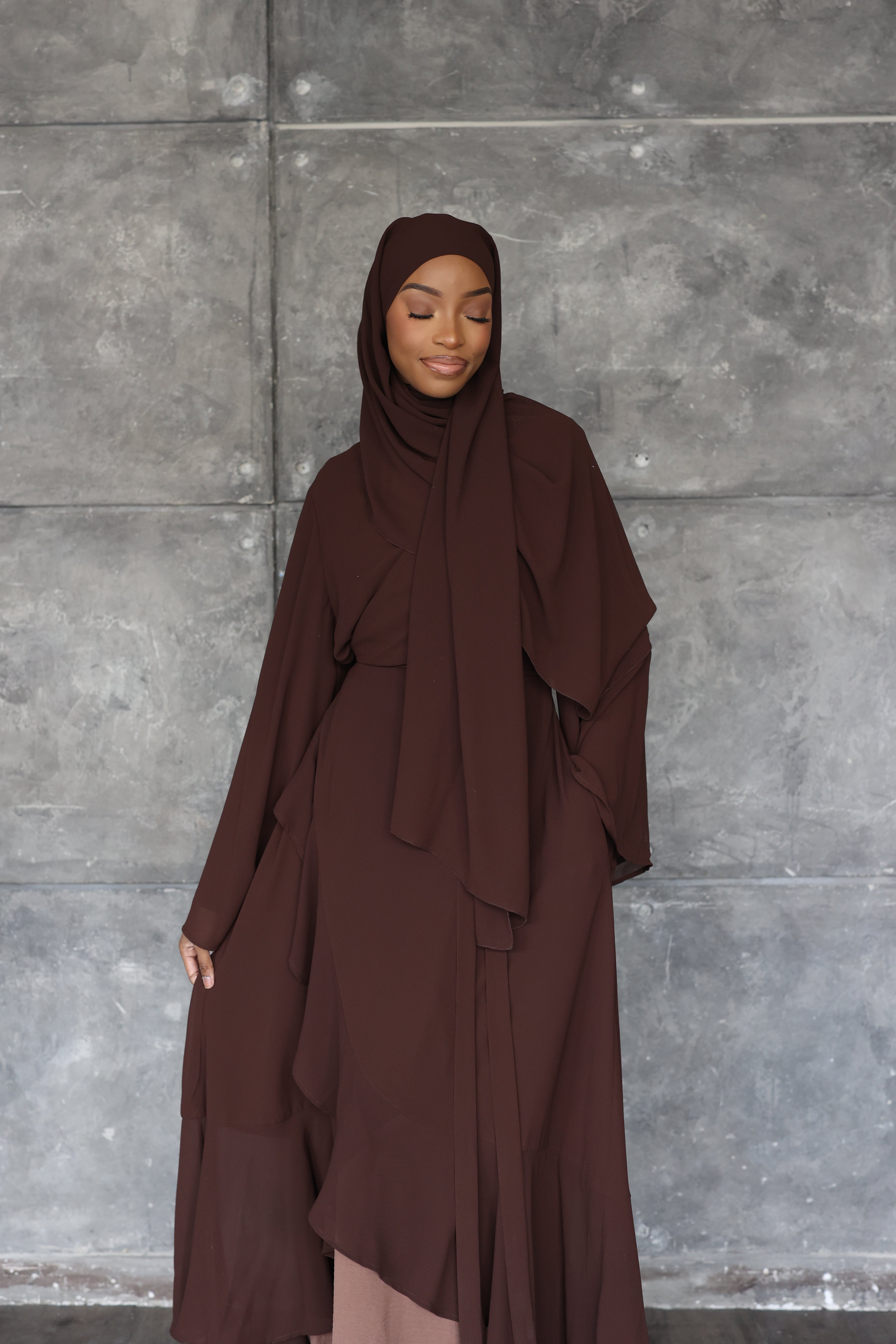 (Coffee) Chiffon Wrap Dress