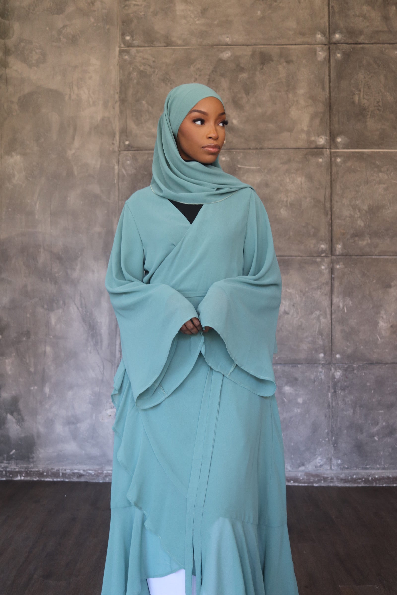 (Mint) Chiffon Wrap Dress (Mint) Chiffon Wrap Dress