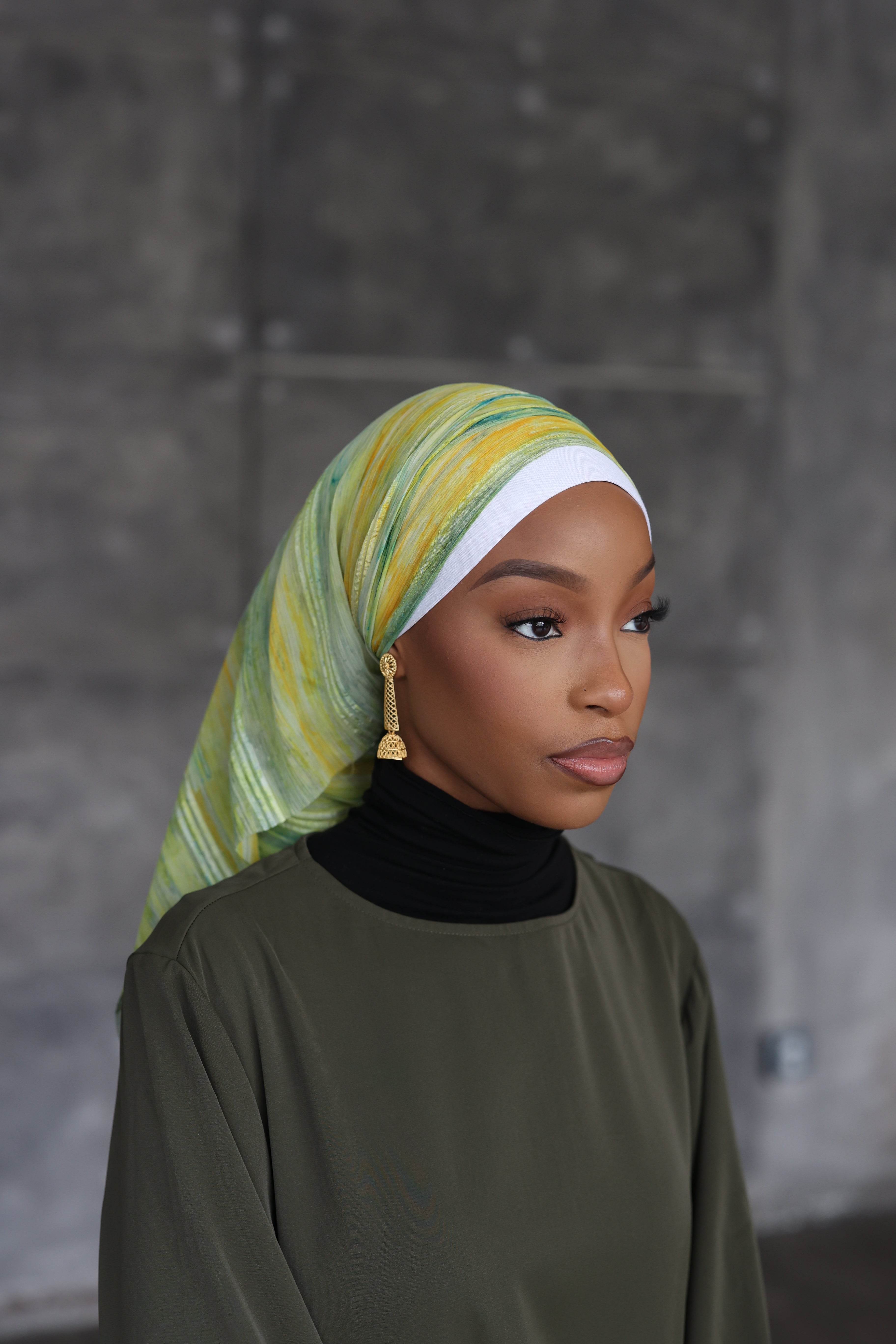 Imperfection on (Green) BASHIRAH Hijab (Chiffon)