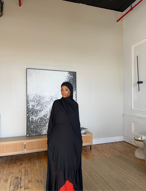 (Black) Chiffon Wrap Dress