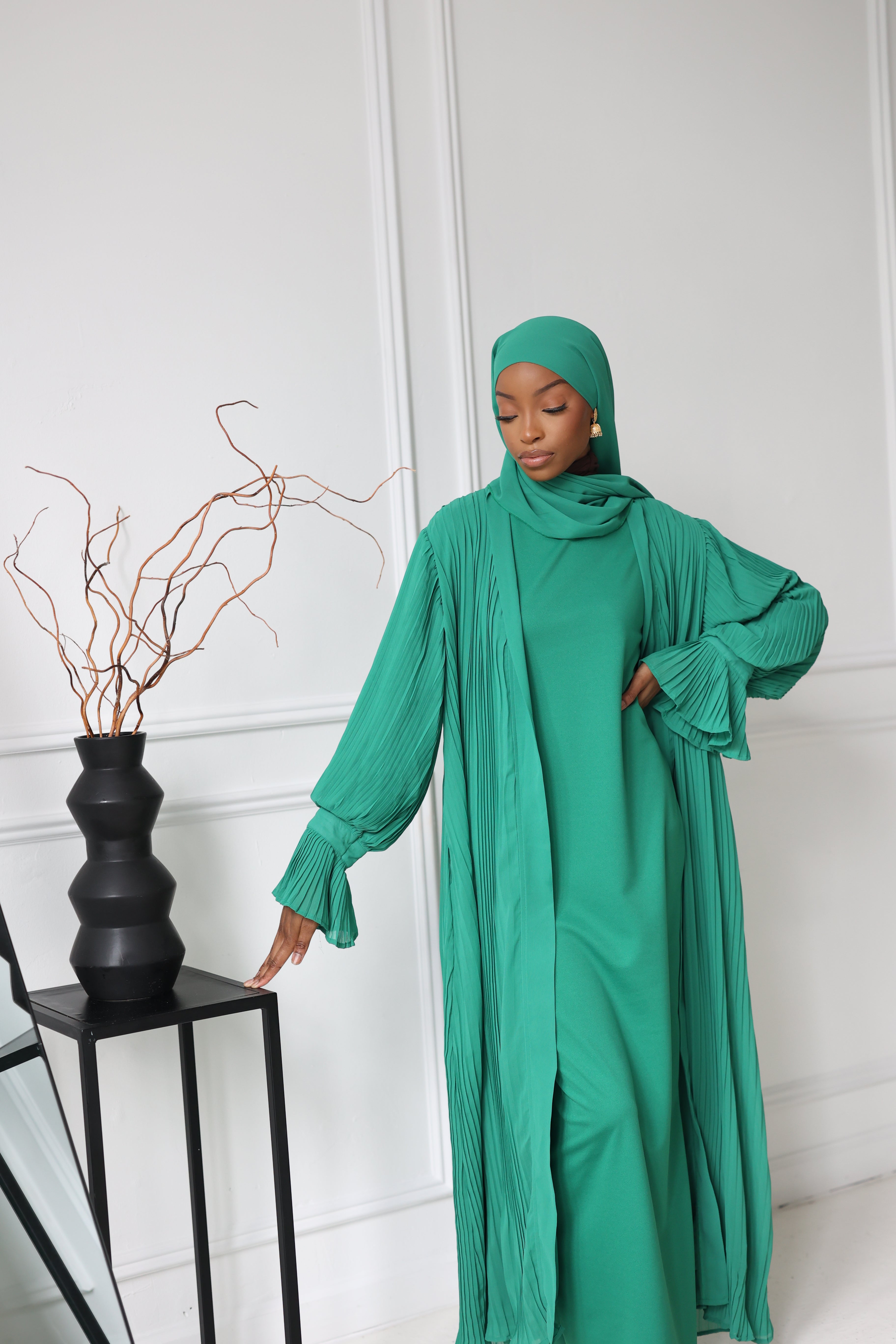(Green) Pleated Abaya