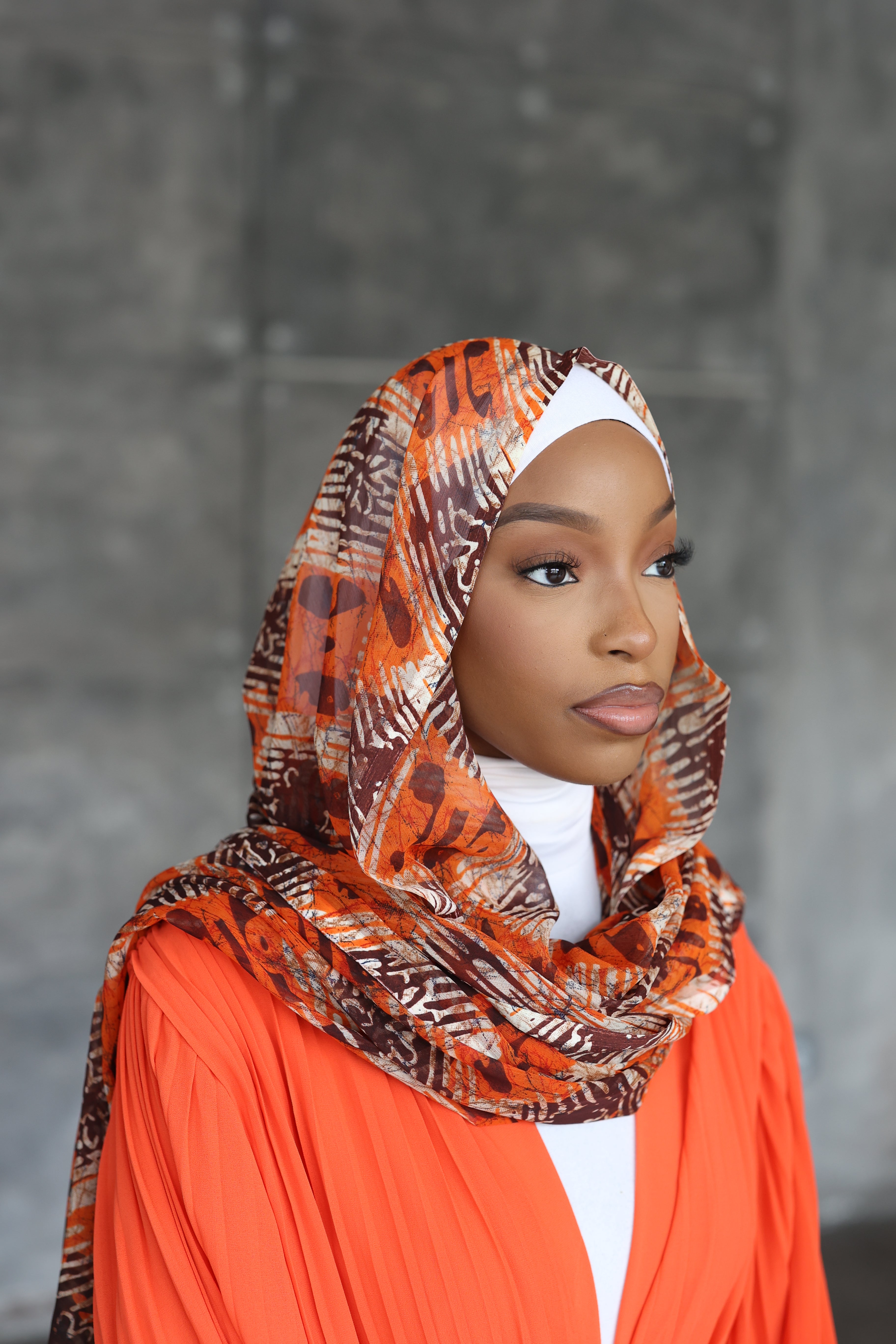 (Orange) MAYINA Hijab (Chiffon)