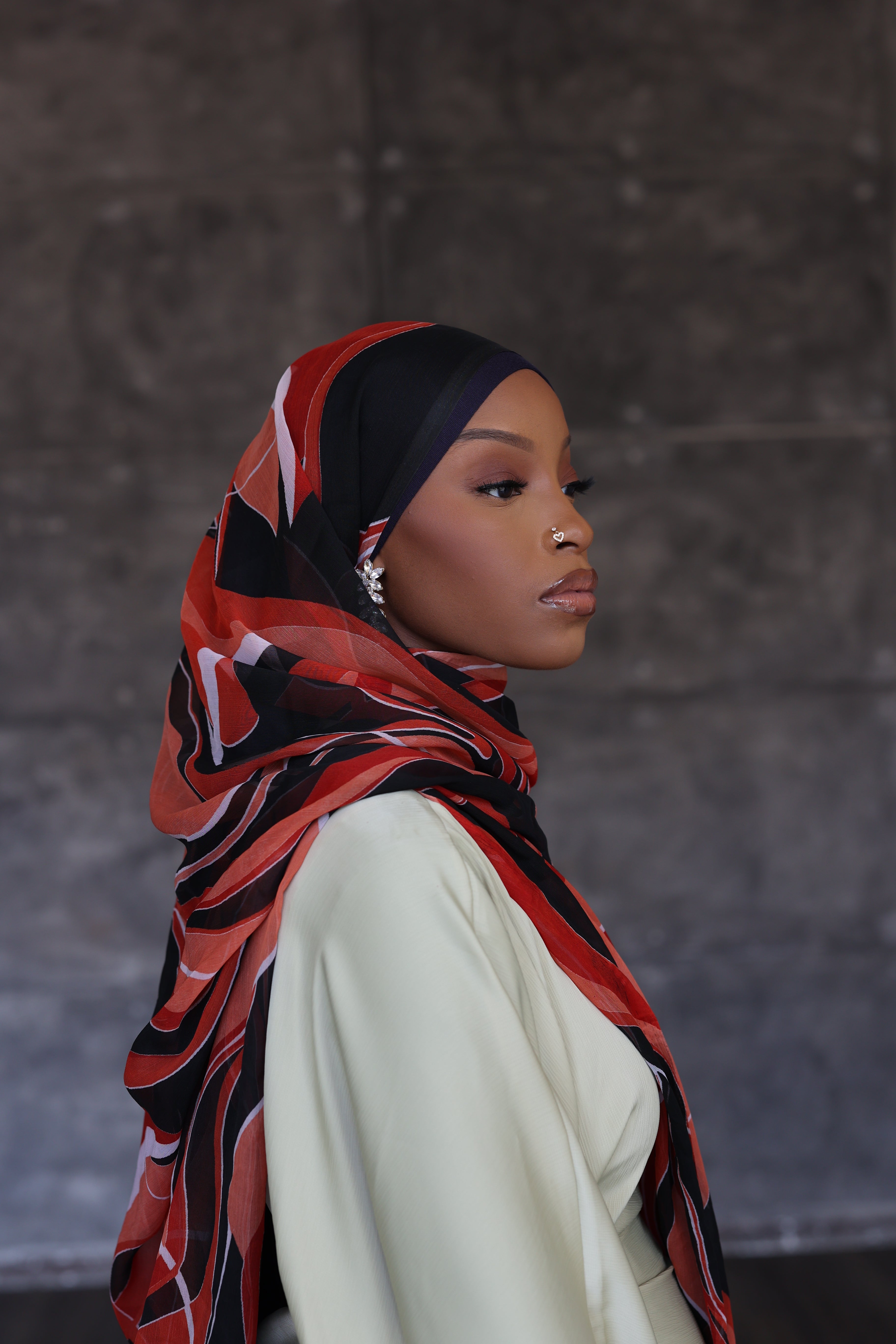 (Red) ADAMMA Hijab (Chiffon)