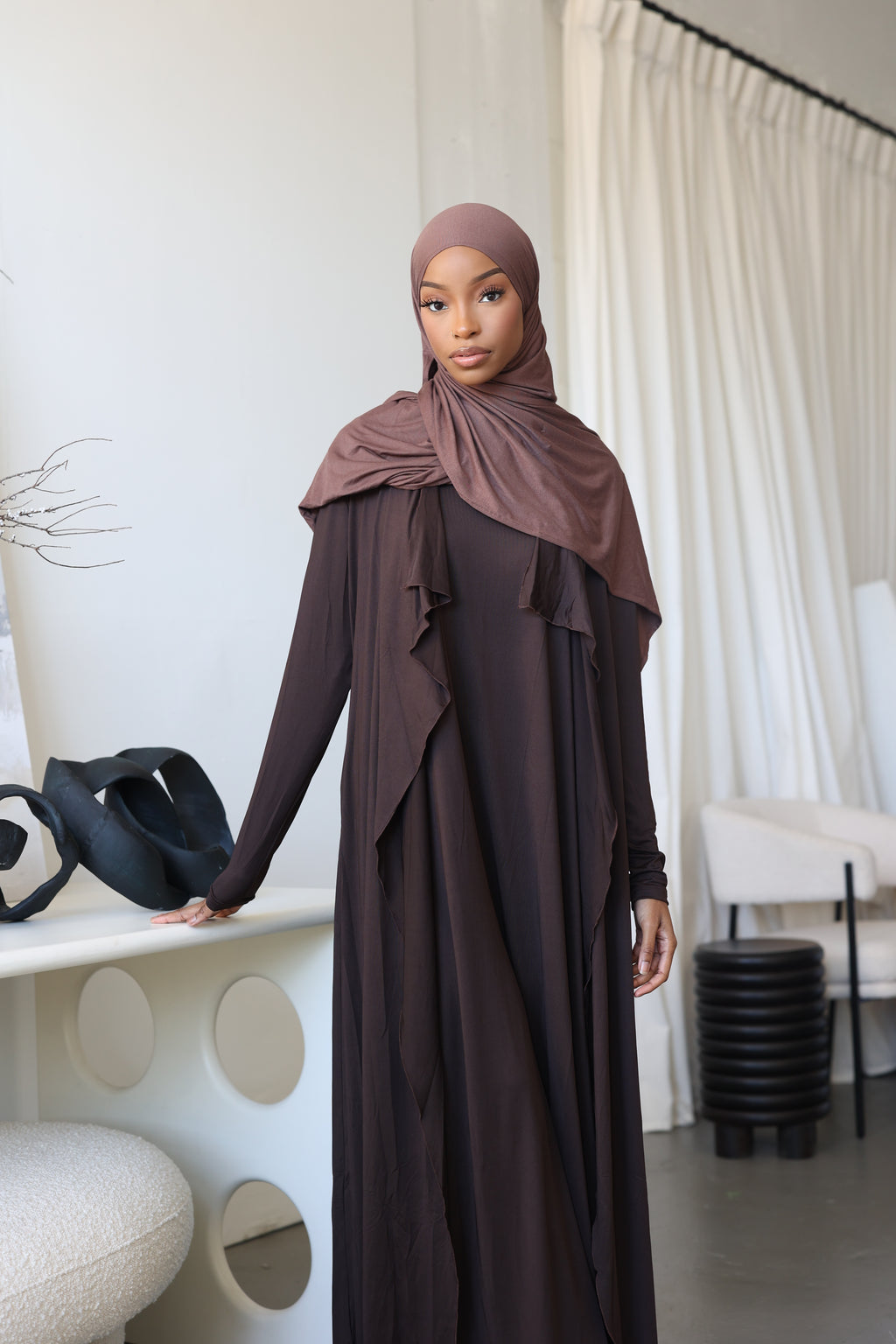 Coffee Jersey Set (with slip dress)