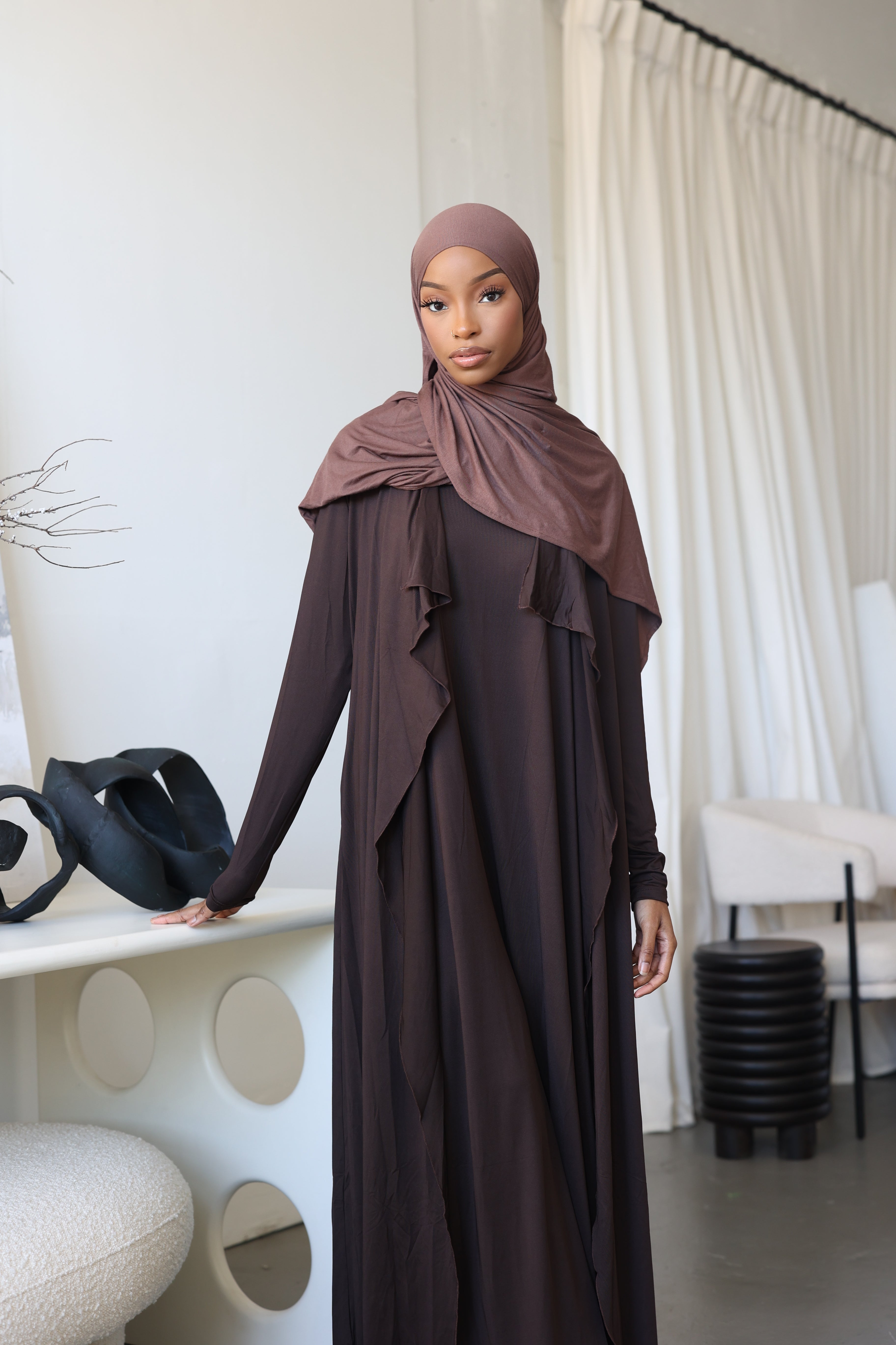 Coffee Jersey Set (with slip dress)