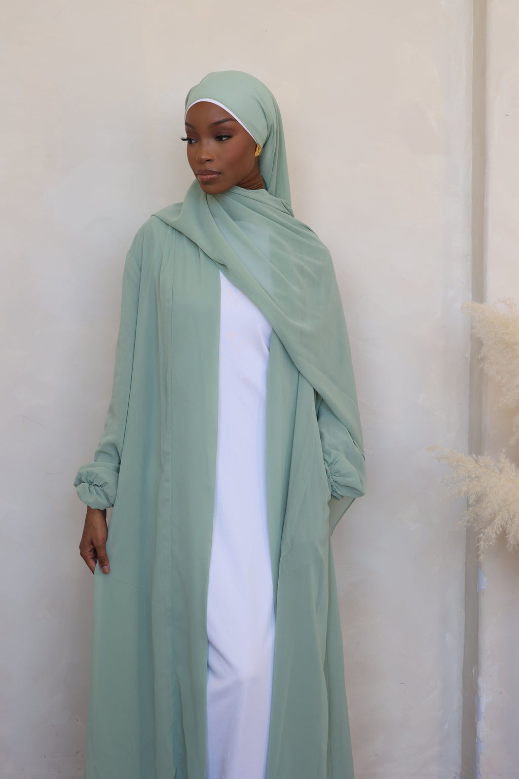 (Mint) Chiffon Abaya