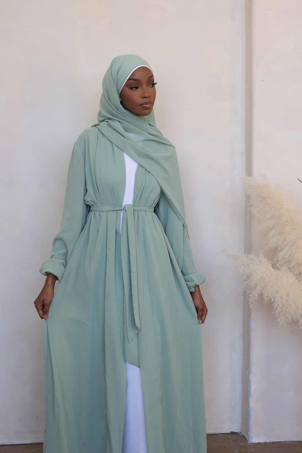 (Mint) Chiffon Abaya