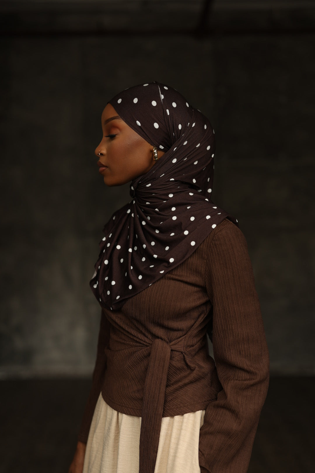 Brown Polka Dots (Printed Jersey)