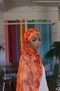 (Orange) ADWOA Hijab (Chiffon)