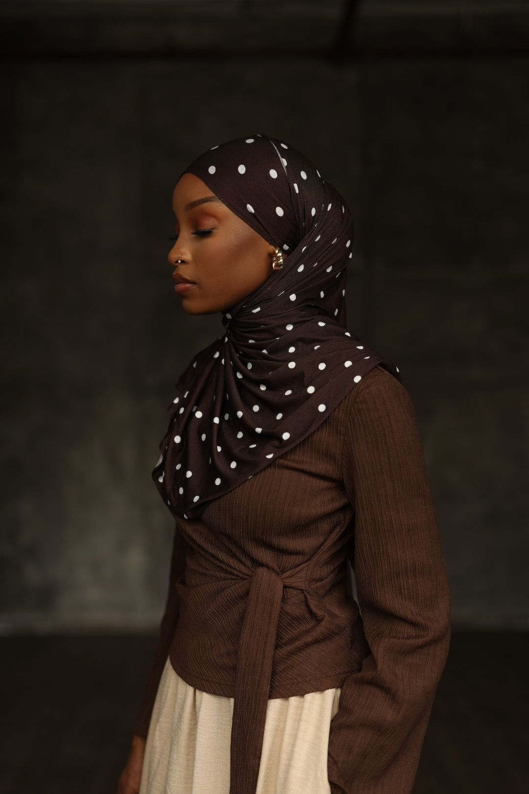 Brown Polka Dots (Printed Jersey)