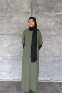 Short Sleeve Slip Dress (Green)