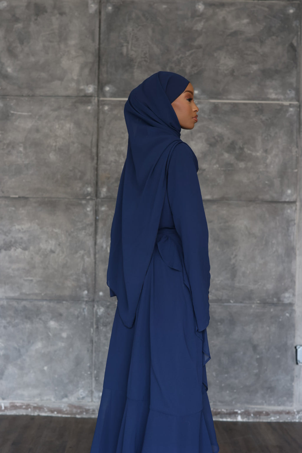 (Navy) Chiffon Wrap Dress