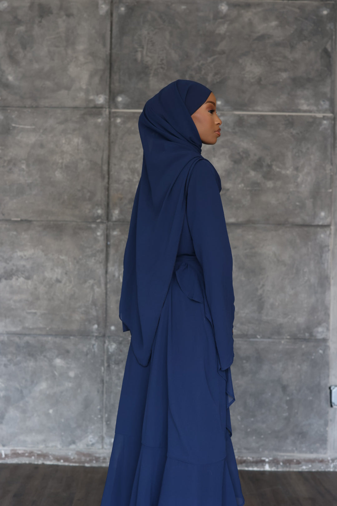 (Navy) Chiffon Wrap Dress