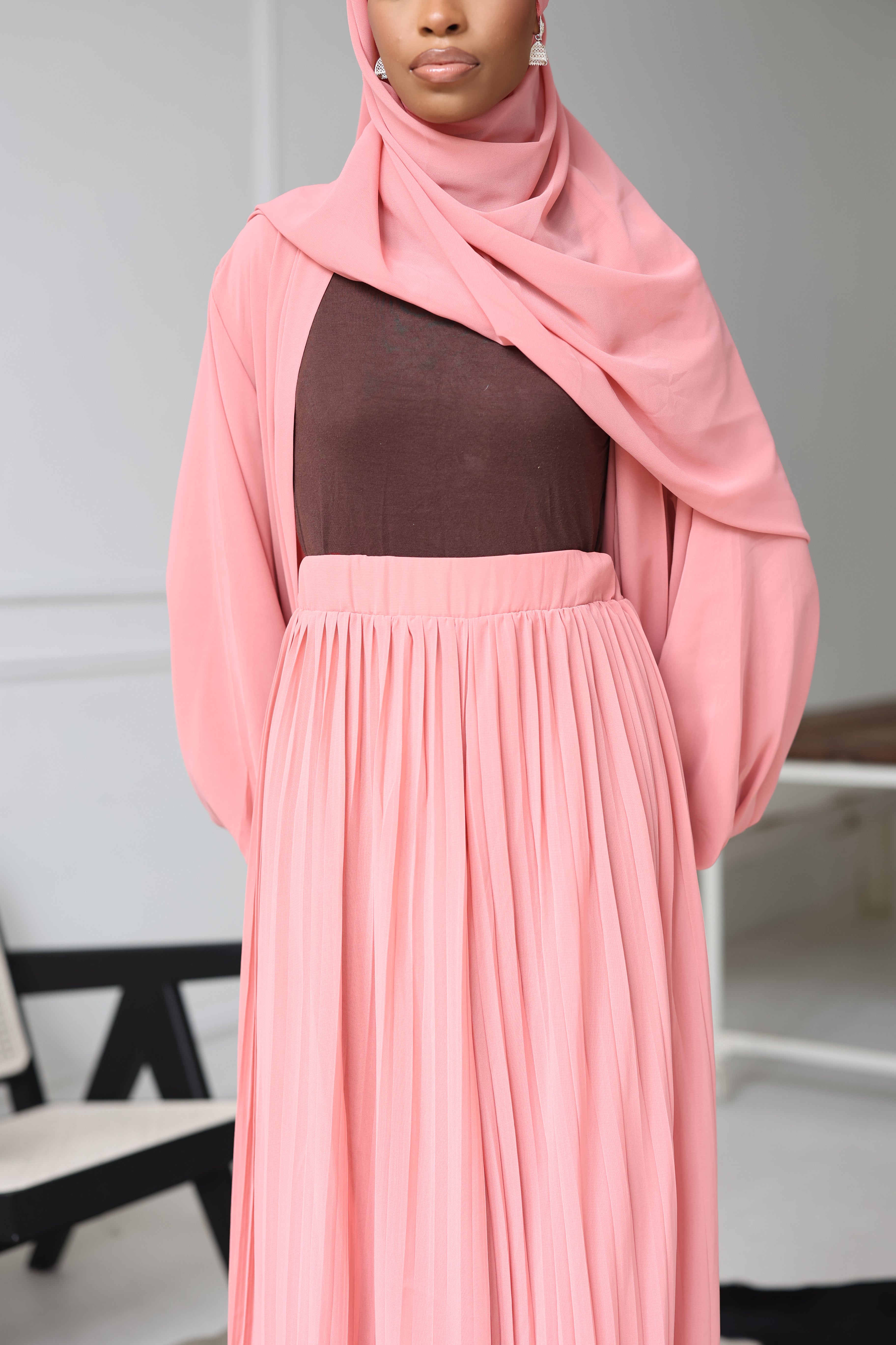 (Peach) Pleated Wide Leg Pants