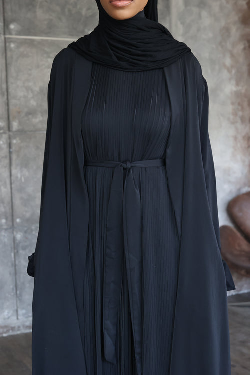 (Black) Abaya Set (with slip dress)