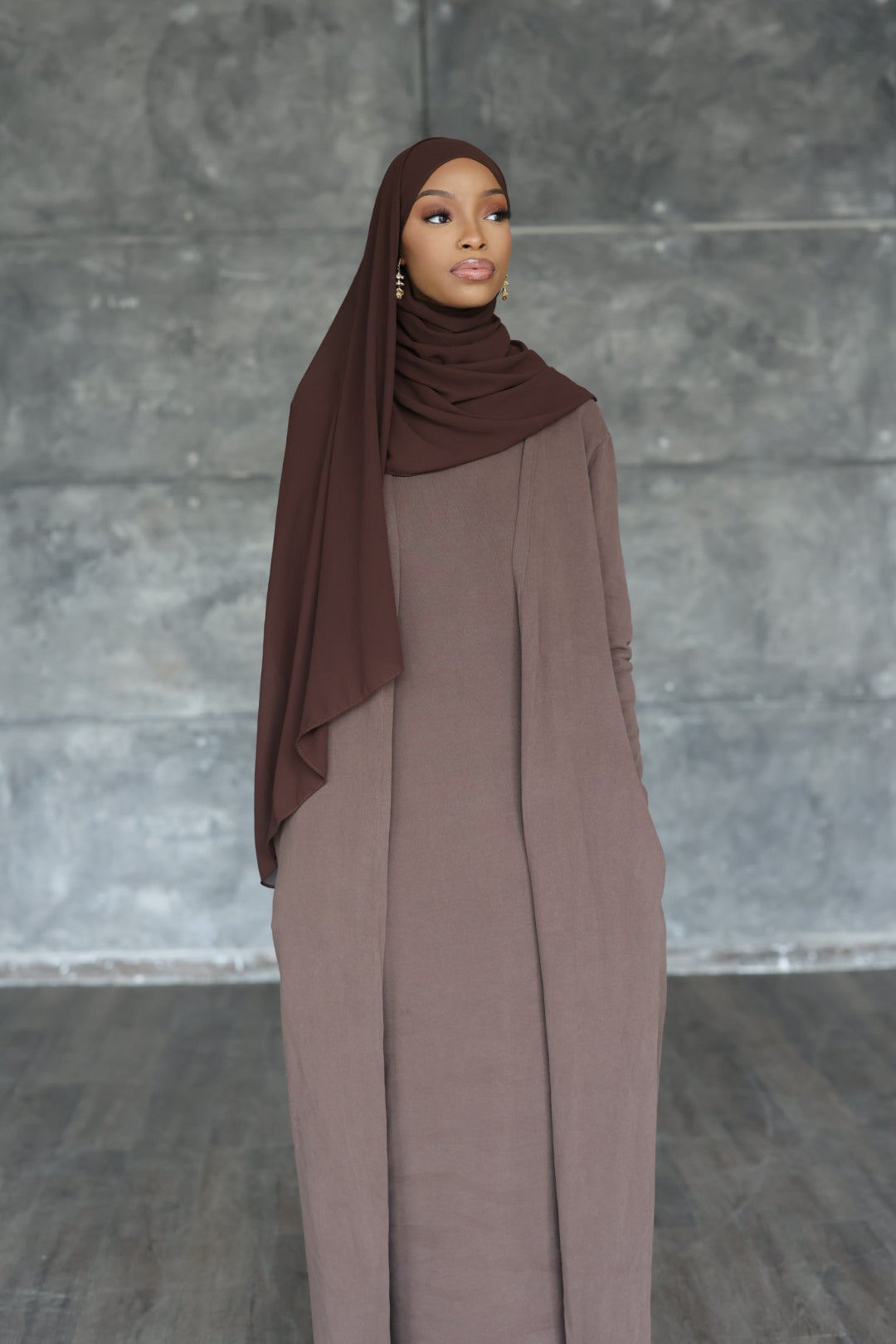 Brown Cozy Cotton Set (with slip dress)
