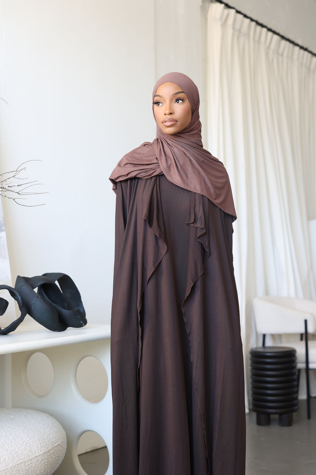 Coffee Jersey Set (with slip dress)