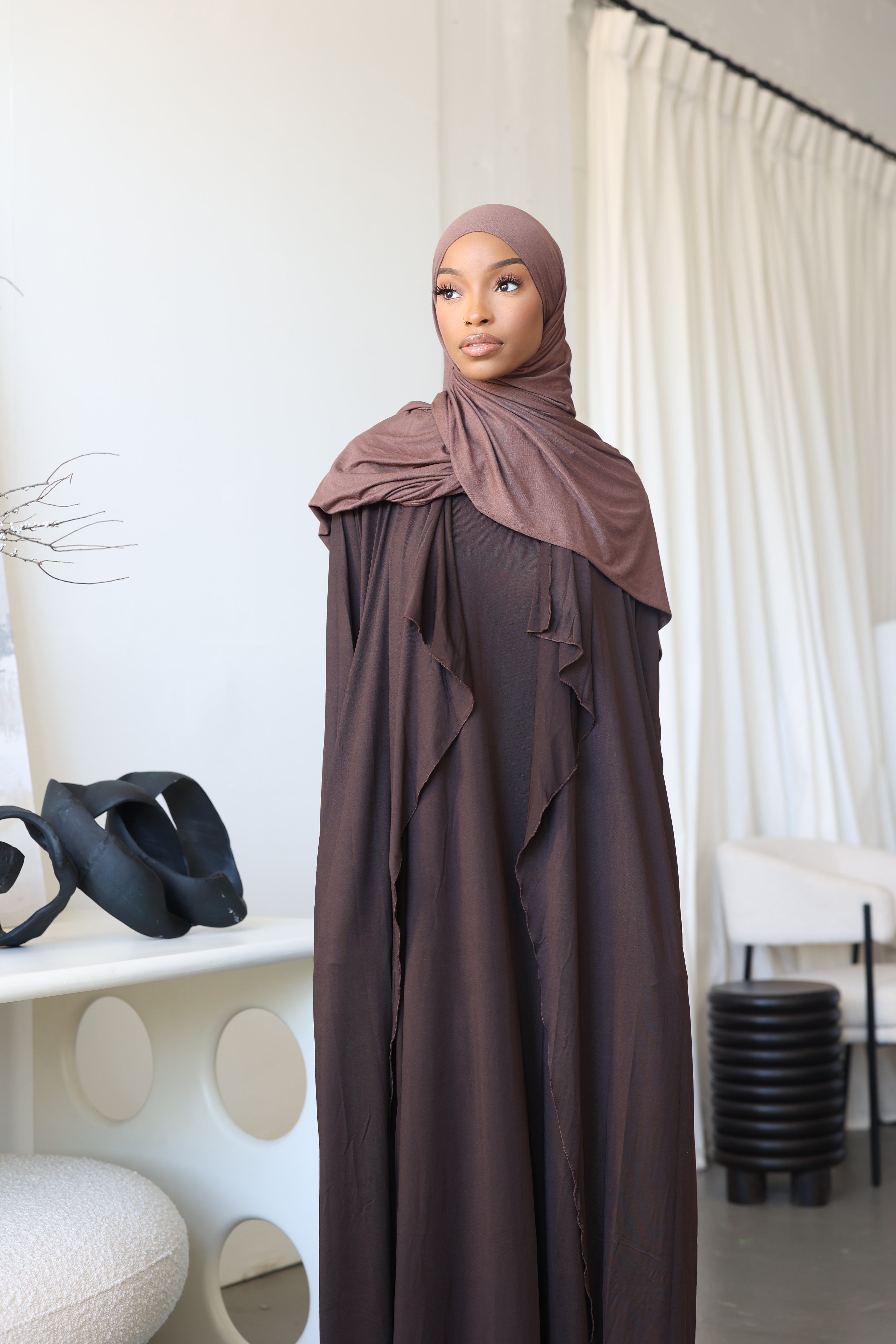 Coffee Jersey Set (with slip dress)