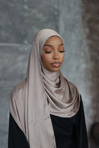 (Light Brown) Satin Hijab