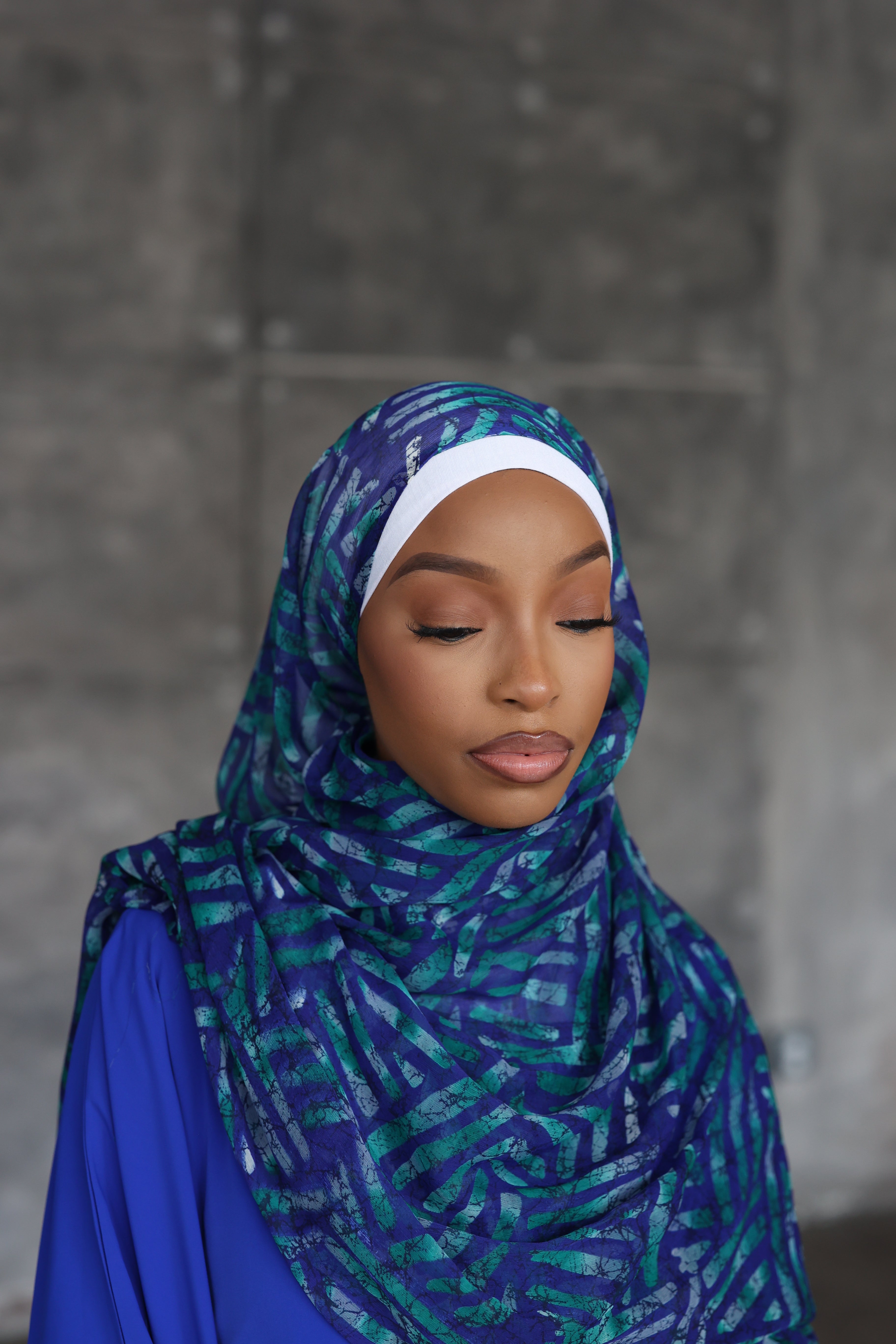 Imperfection on (Blue) ABEBA Hijab (Chiffon)