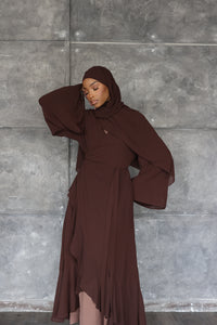 (Coffee) Chiffon Wrap Dress