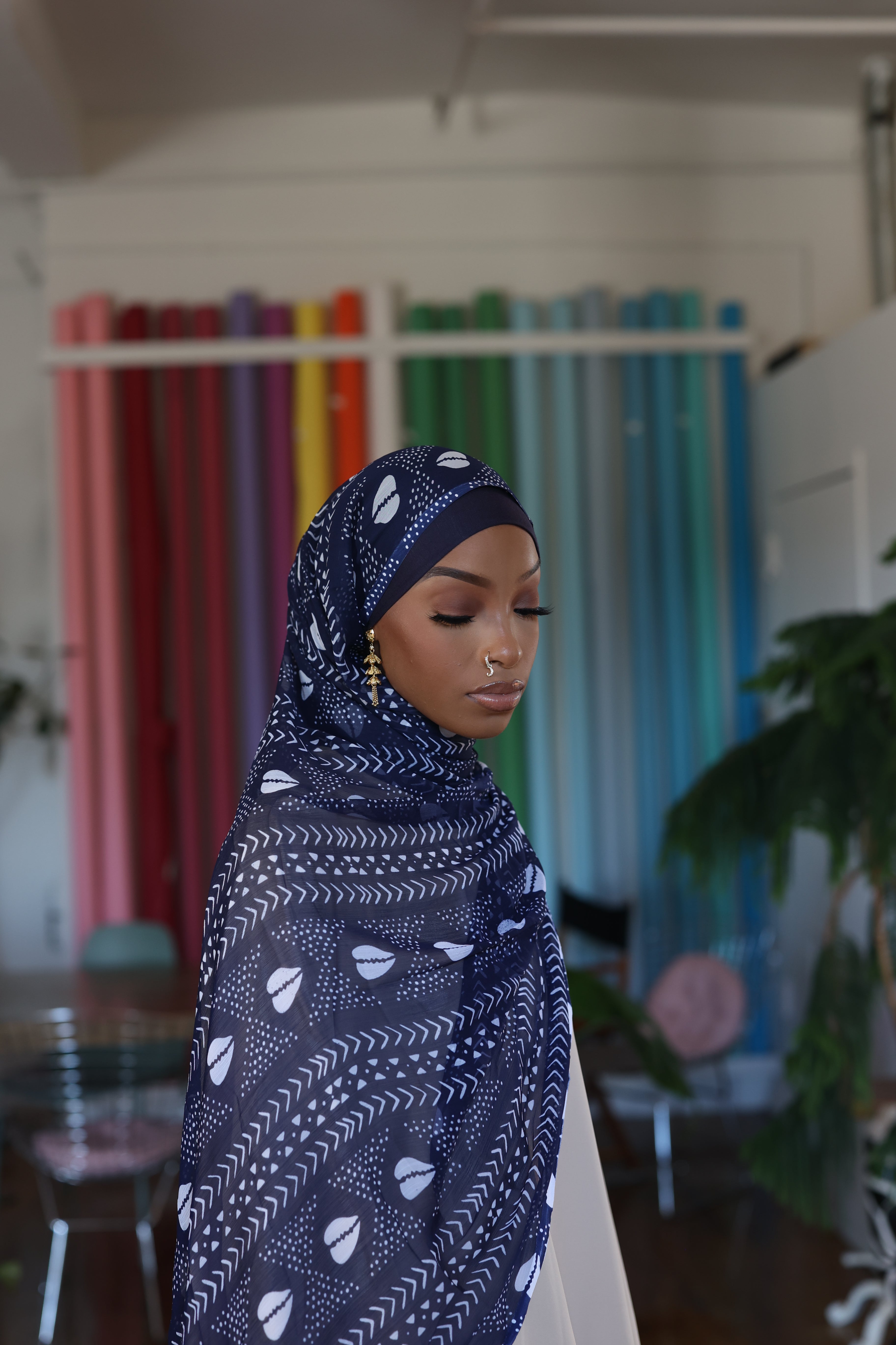 (Navy) BARIKA Hijab (Chiffon)