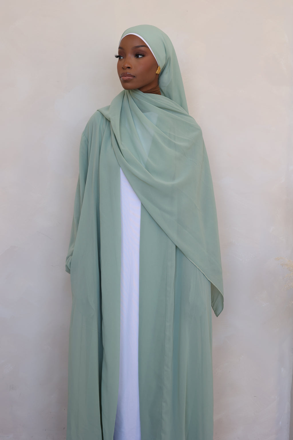 (Mint) Chiffon Abaya
