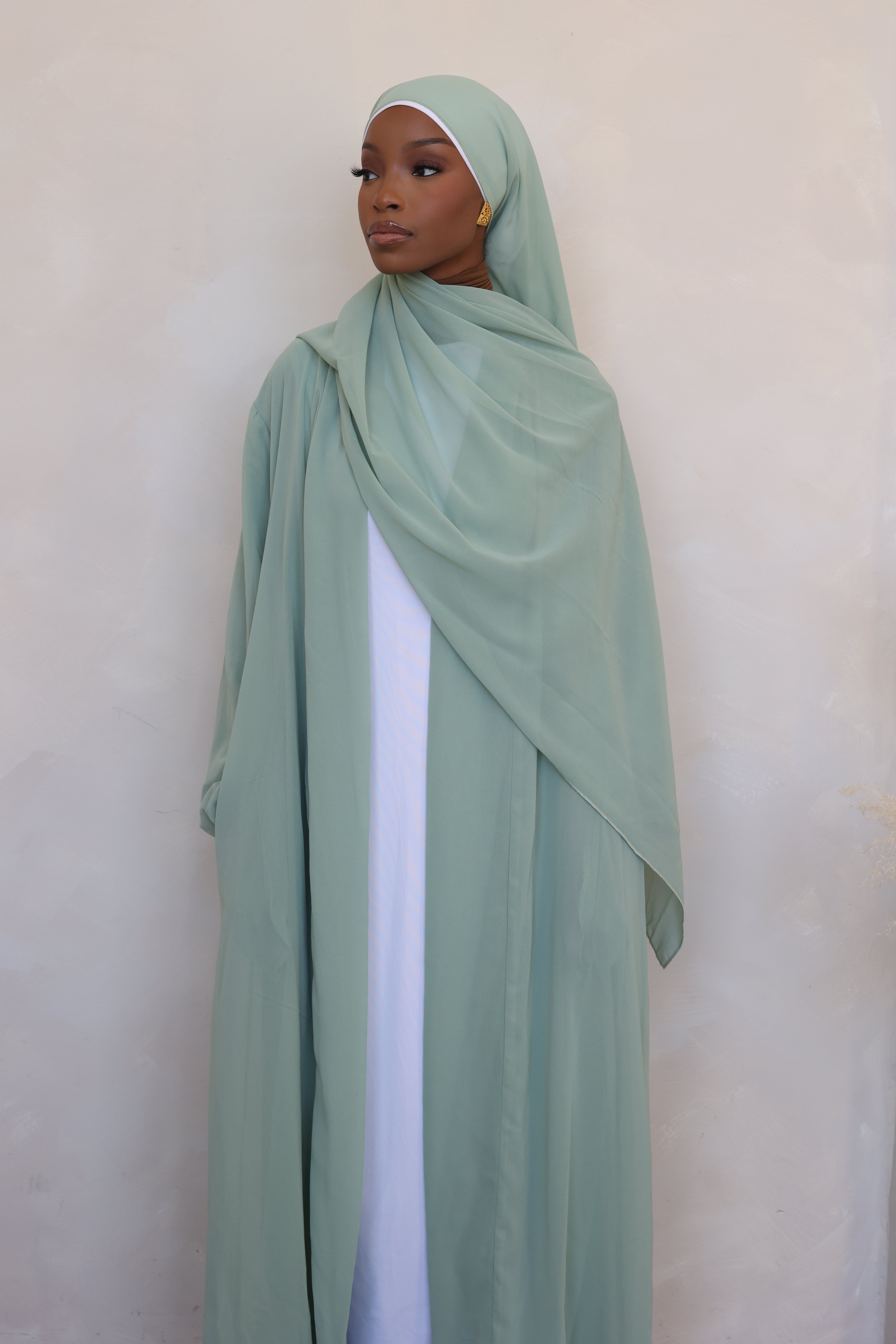 (Mint) Chiffon Abaya