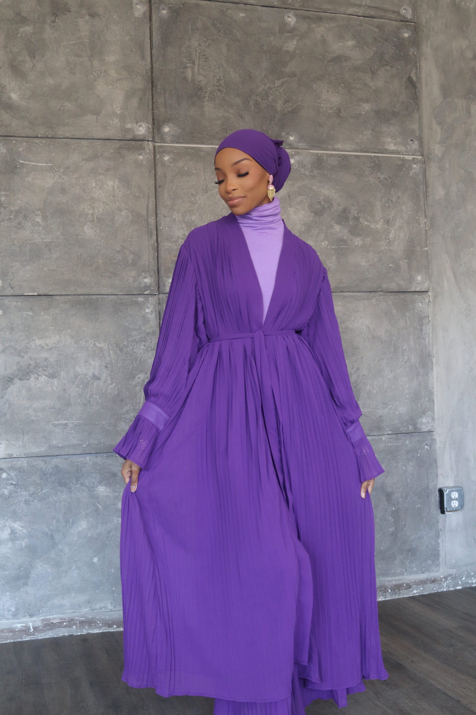 (Purple) Pleated Abaya