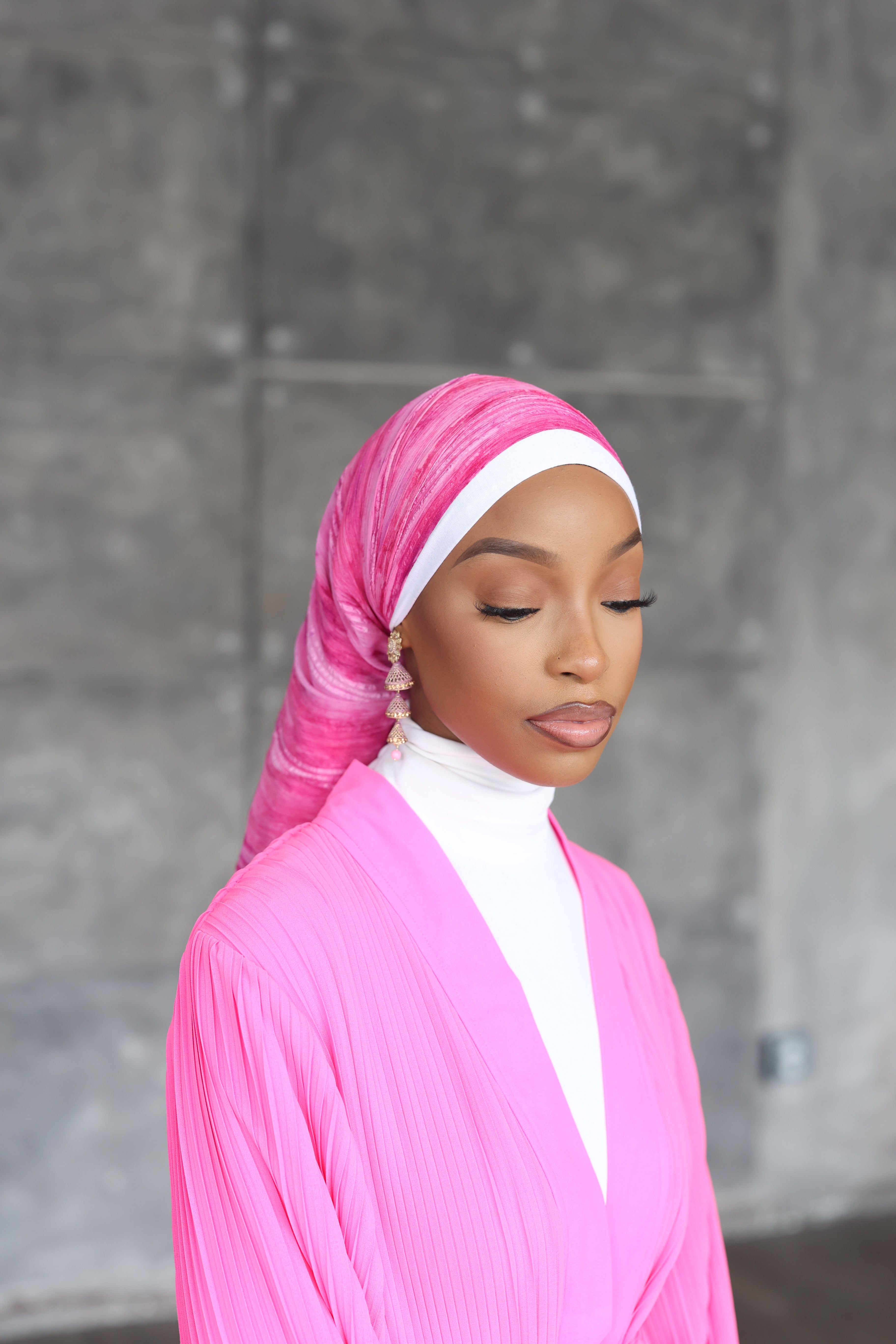 Imperfection on (Pink) BASHIRAH Hijab (Chiffon)