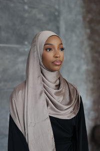 (Light Brown) Satin Hijab