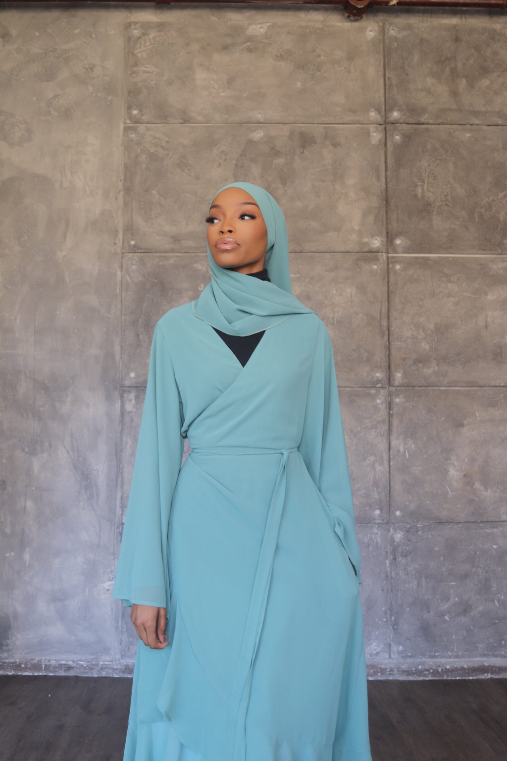 (Mint) Chiffon Wrap Dress