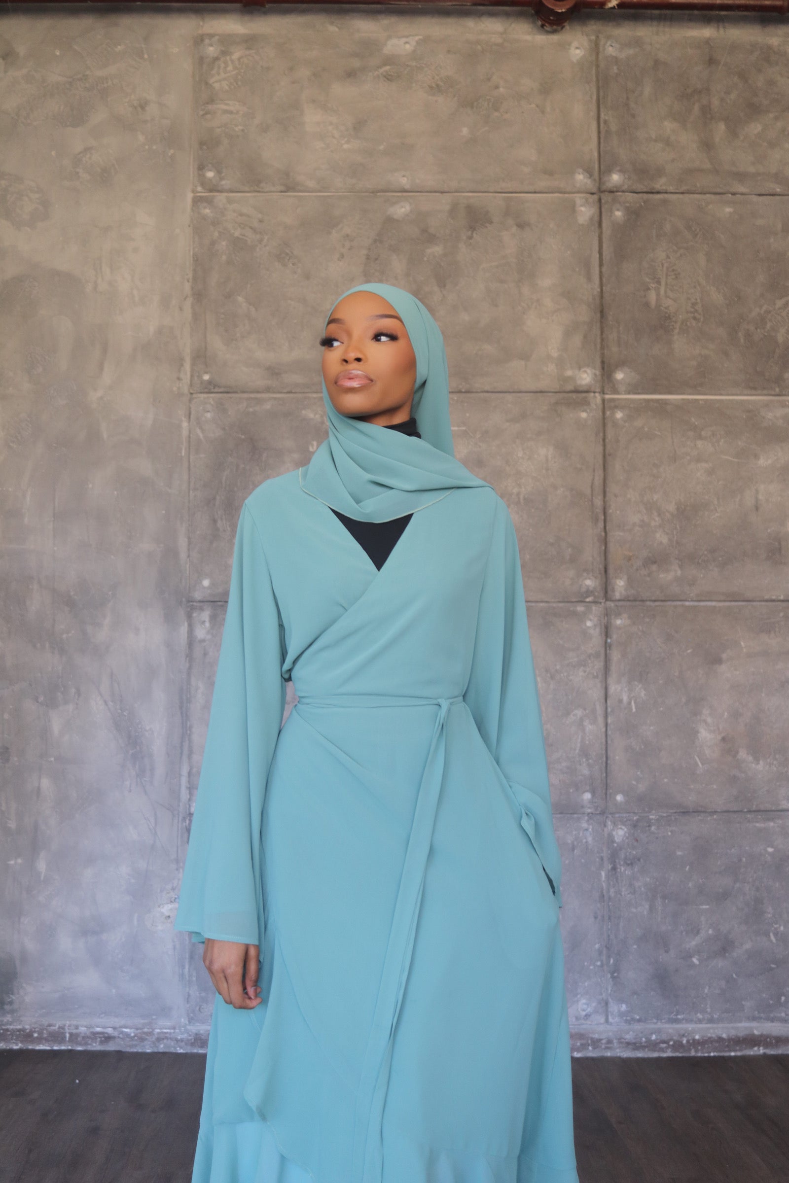 (Mint) Chiffon Wrap Dress