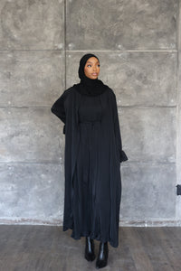 (Black) Abaya Set (with slip dress)