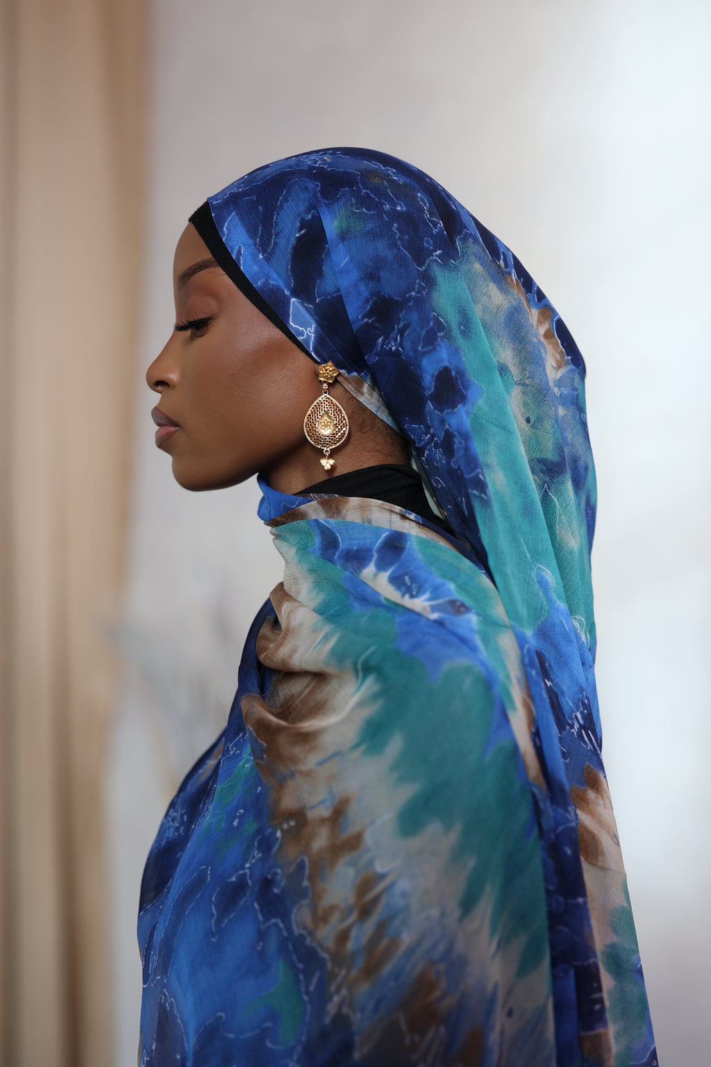 (Blue) TARA Hijab (Chiffon)