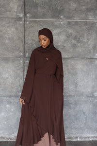 (Coffee) Chiffon Wrap Dress