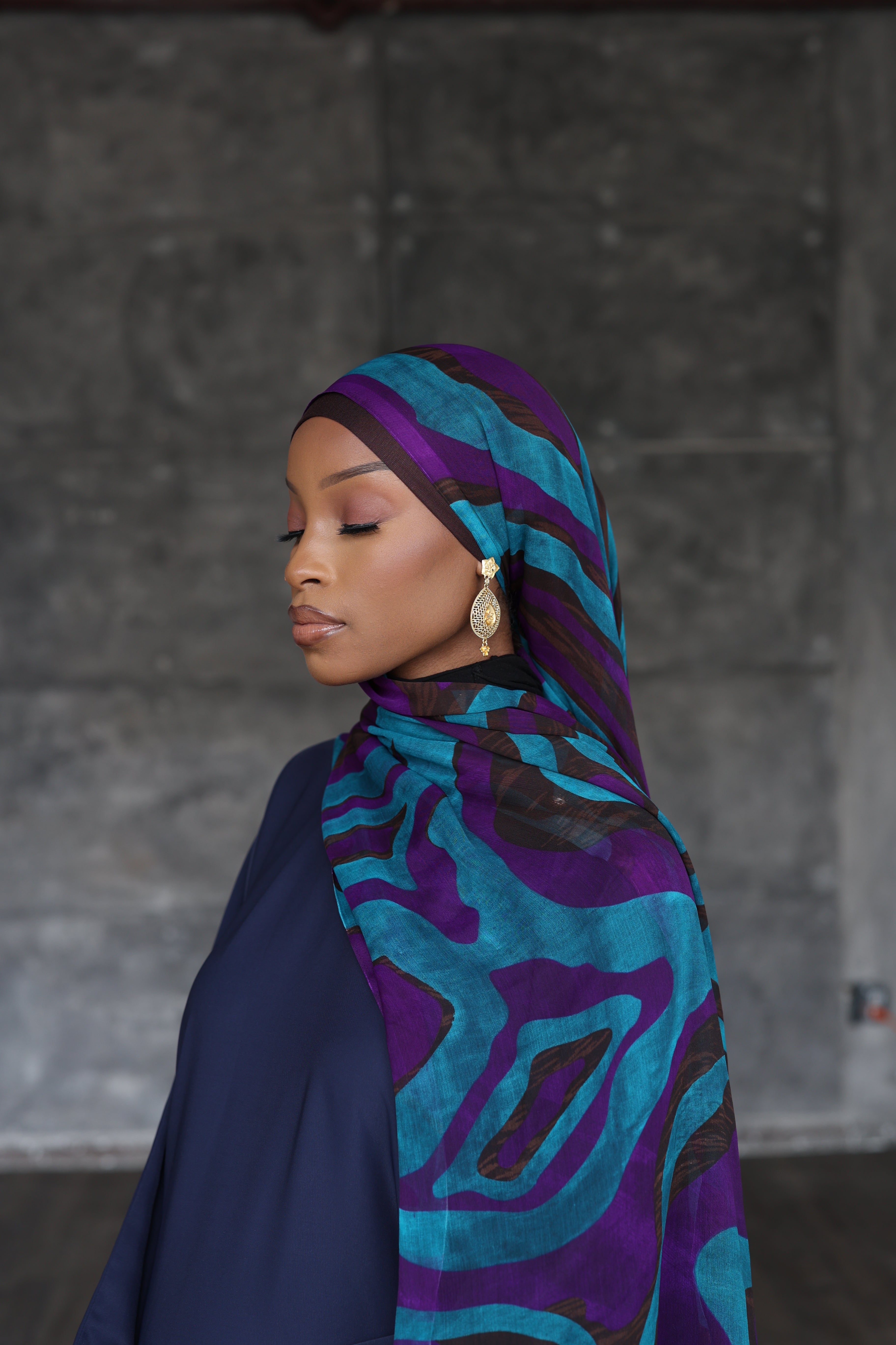 (Blue) YARA Hijab (Chiffon)