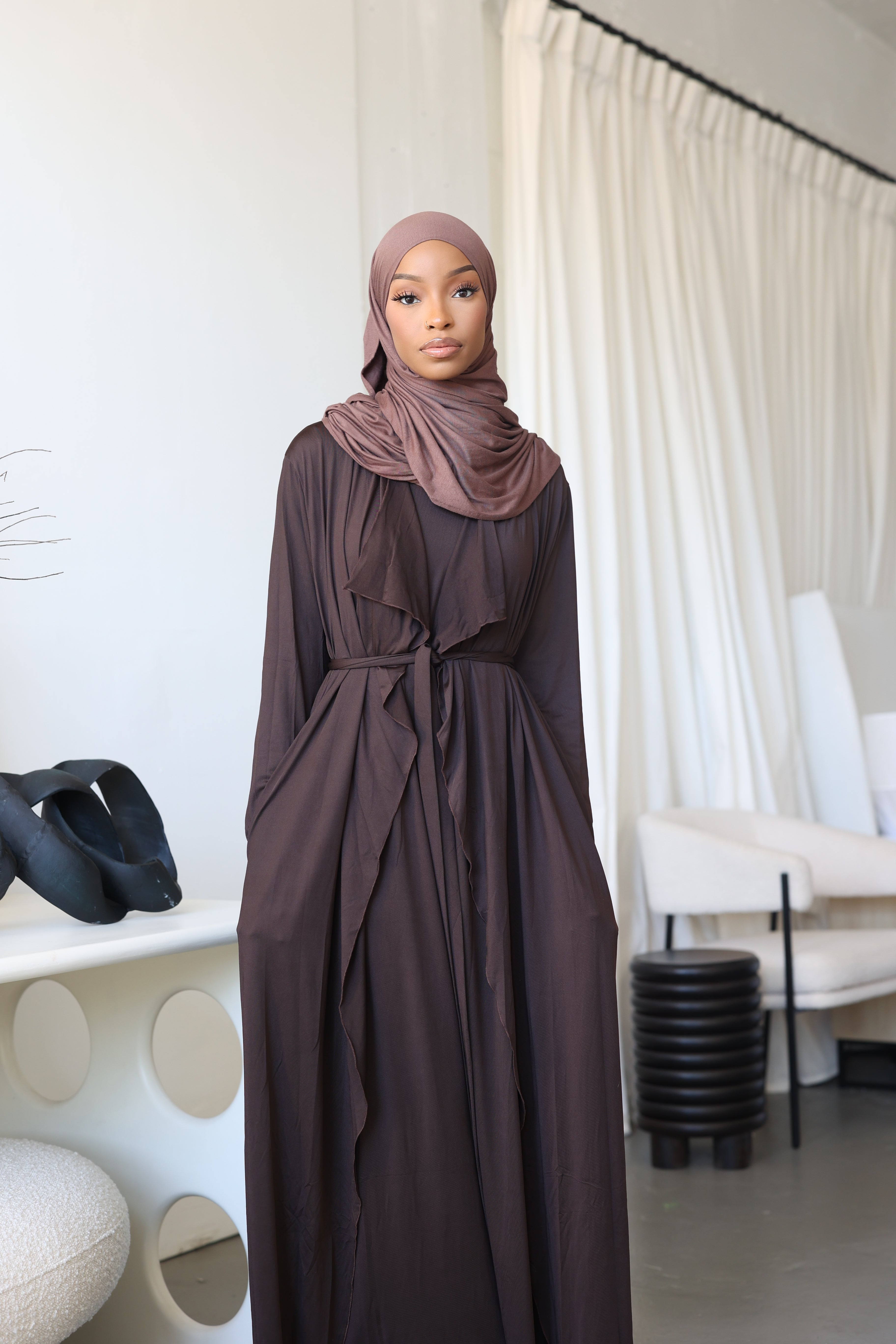 Coffee Jersey Set (with slip dress)