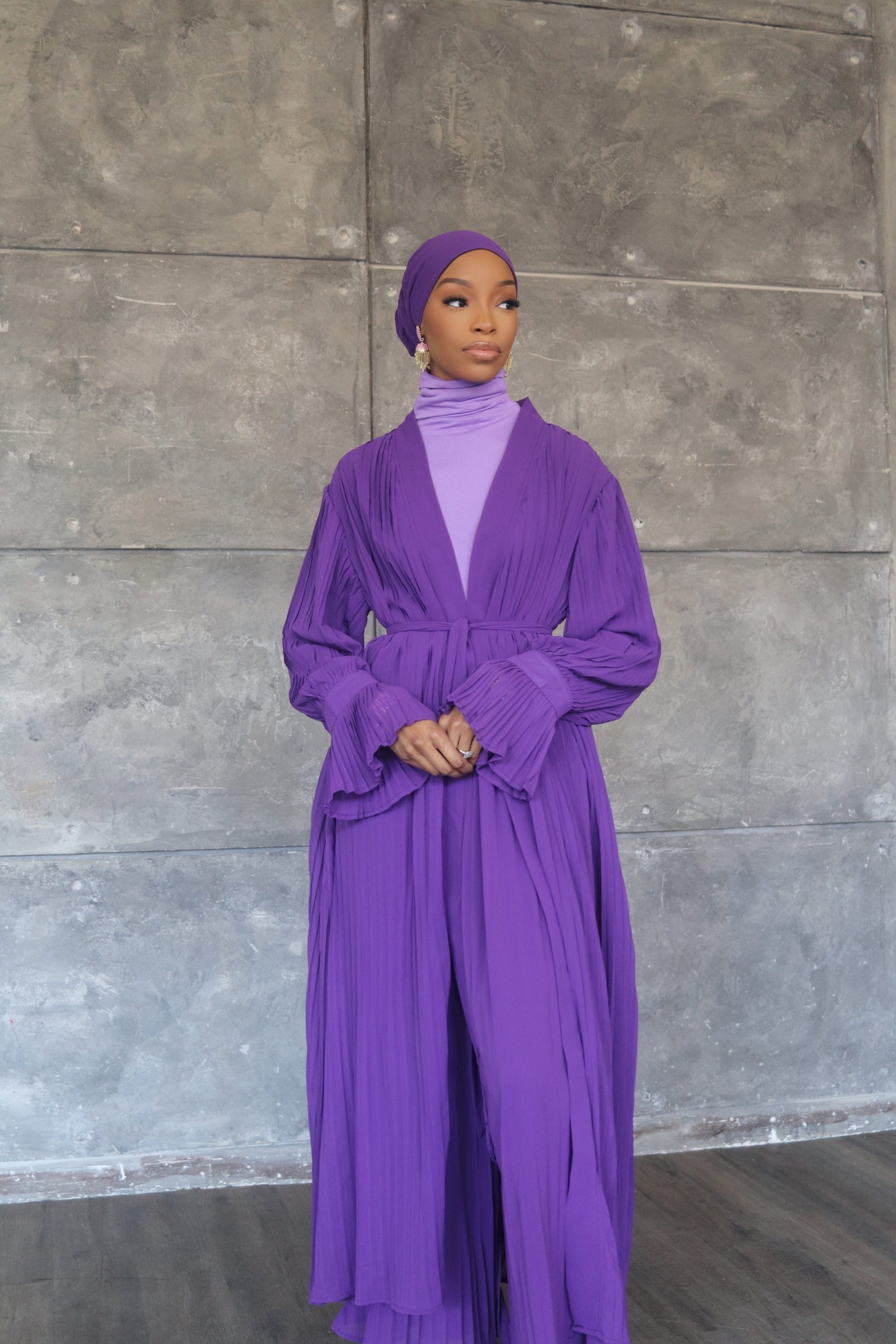 (Purple) Pleated Abaya