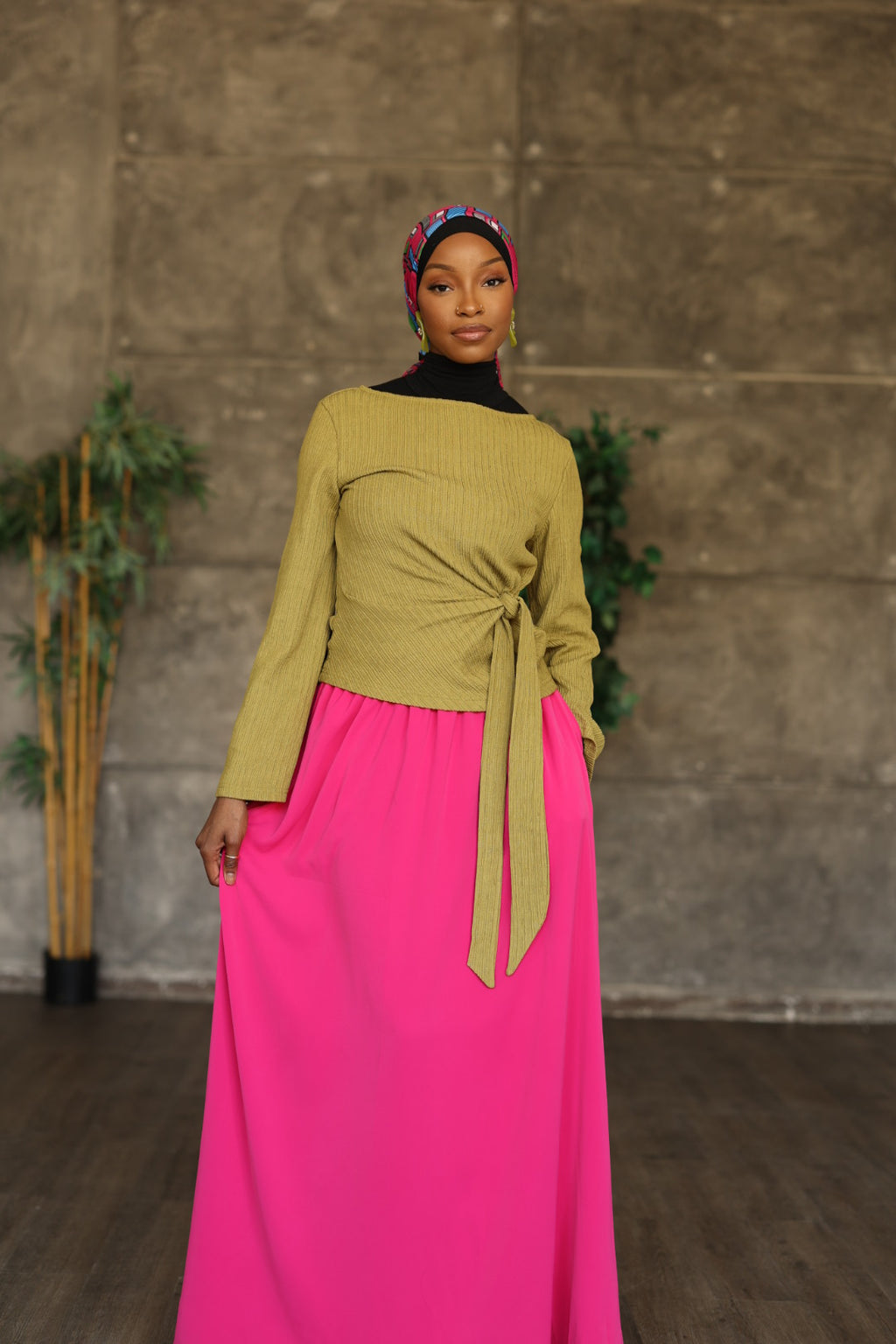 (Pink) Basic Maxi Skirt