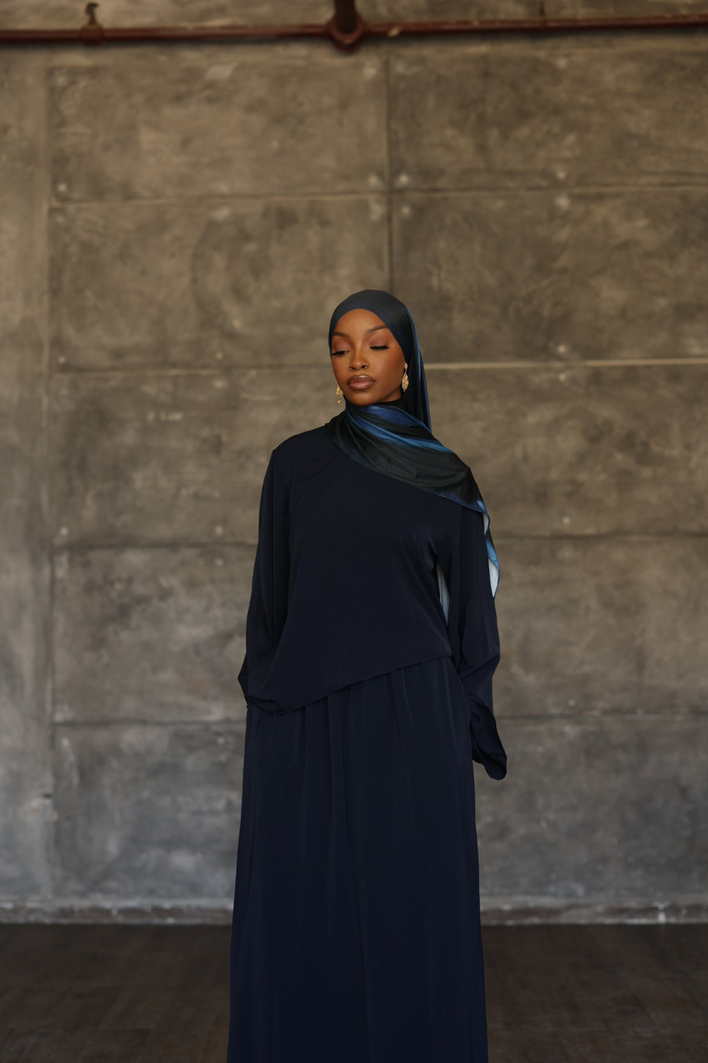PREORDER (Navy) Asymmetrical Basic Top (Part of a set)