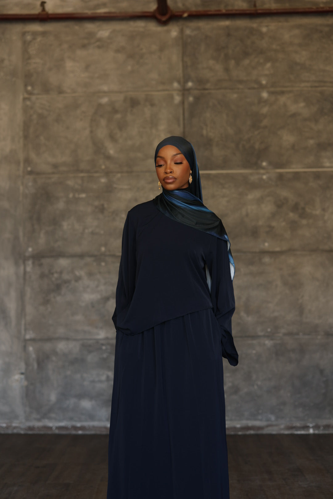 PREORDER (Navy) Asymmetrical Basic Top (Part of a set)