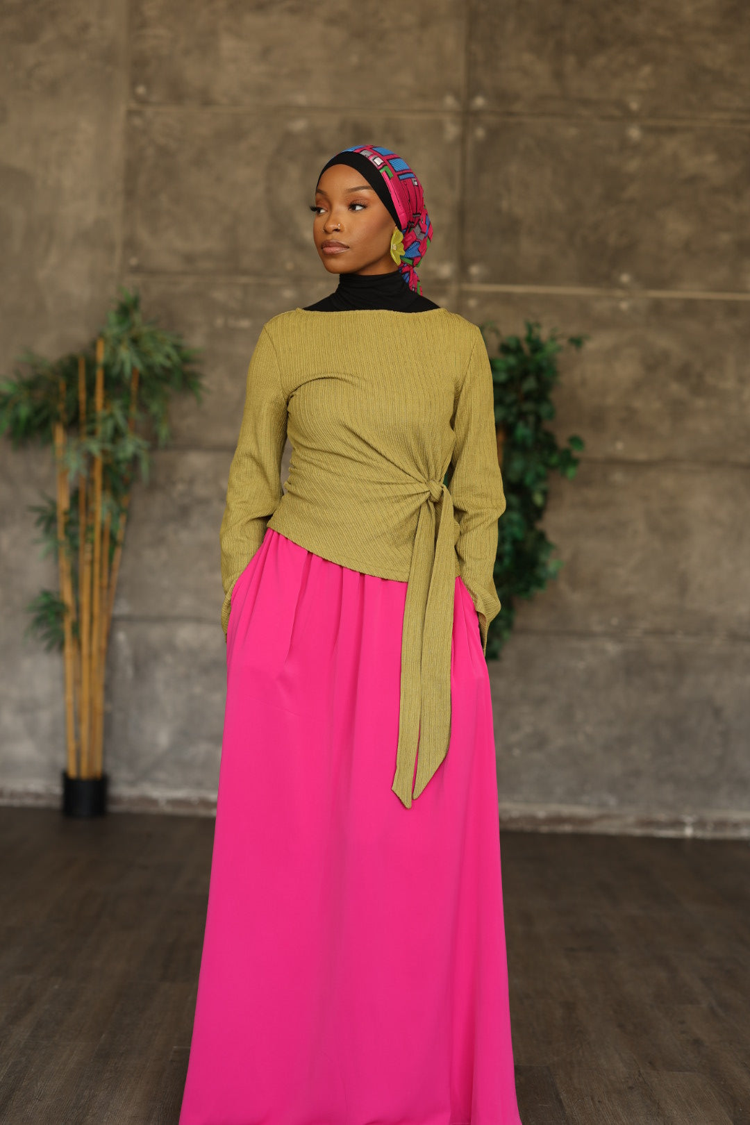 (Pink) Basic Maxi Skirt
