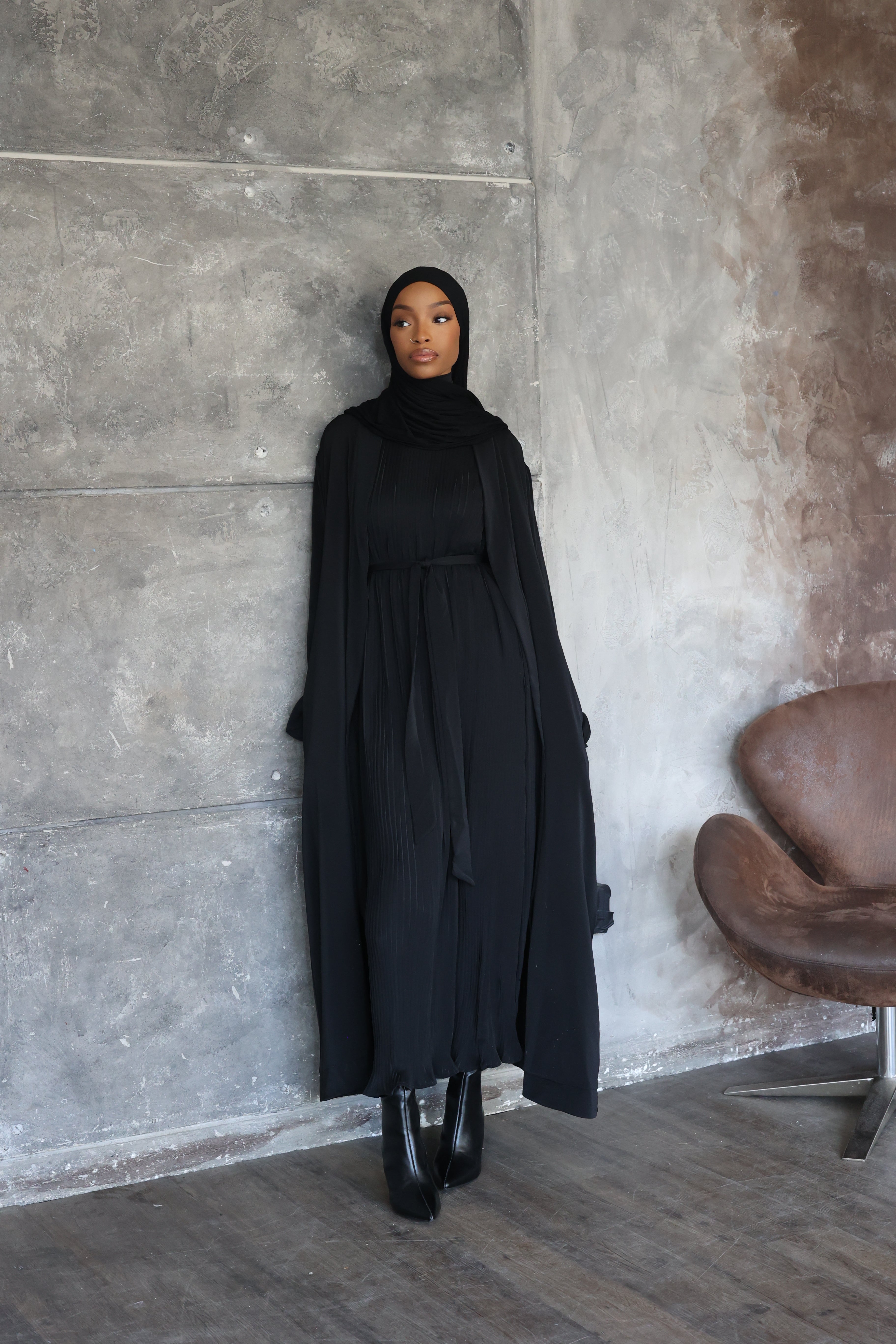 Black) Abaya Set (with slip dress) – A.SumayahShop LLC Black) Abaya Set (with slip dress) – A.SumayahShop LLC