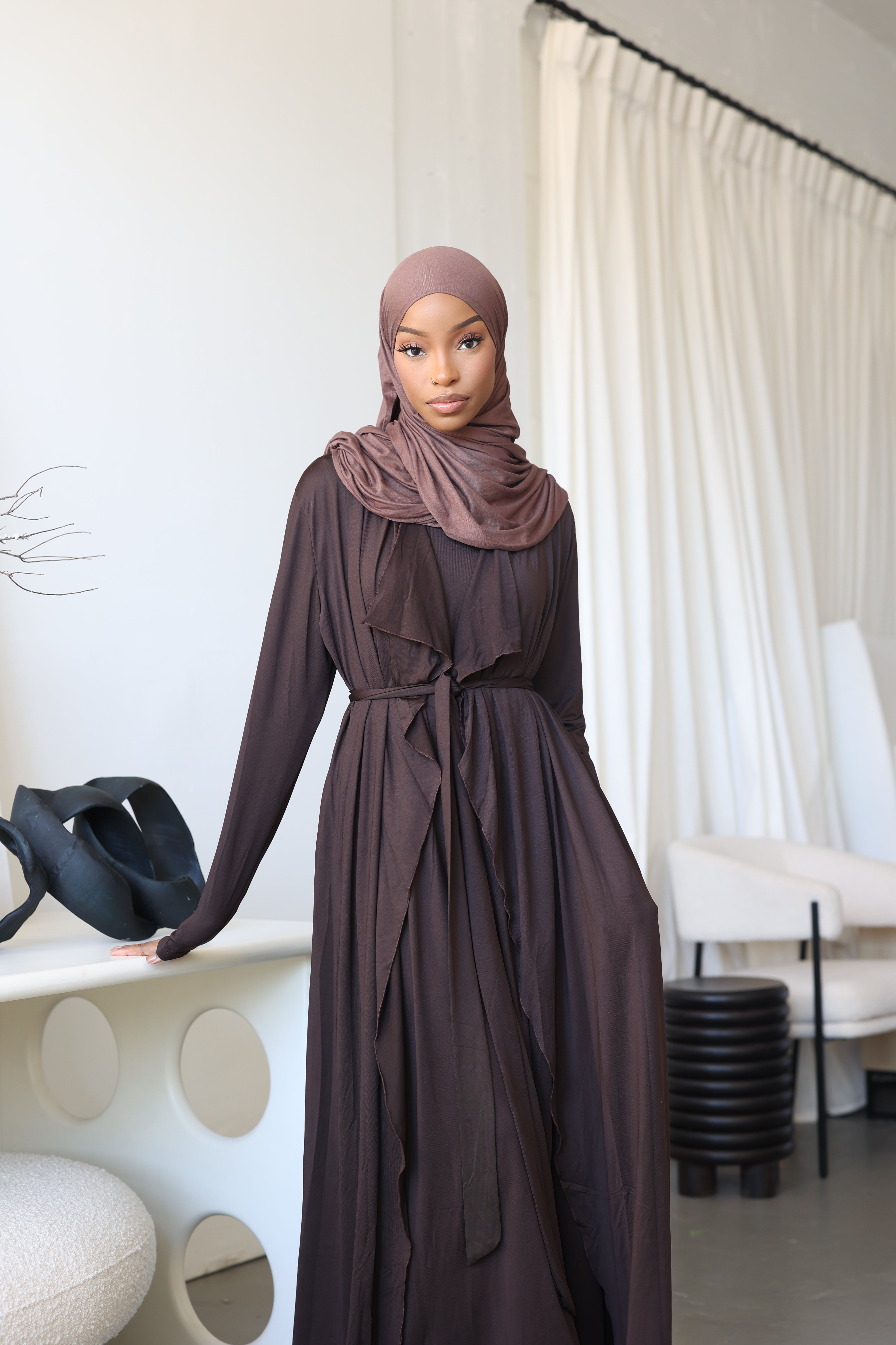 Coffee Jersey Set (with slip dress)