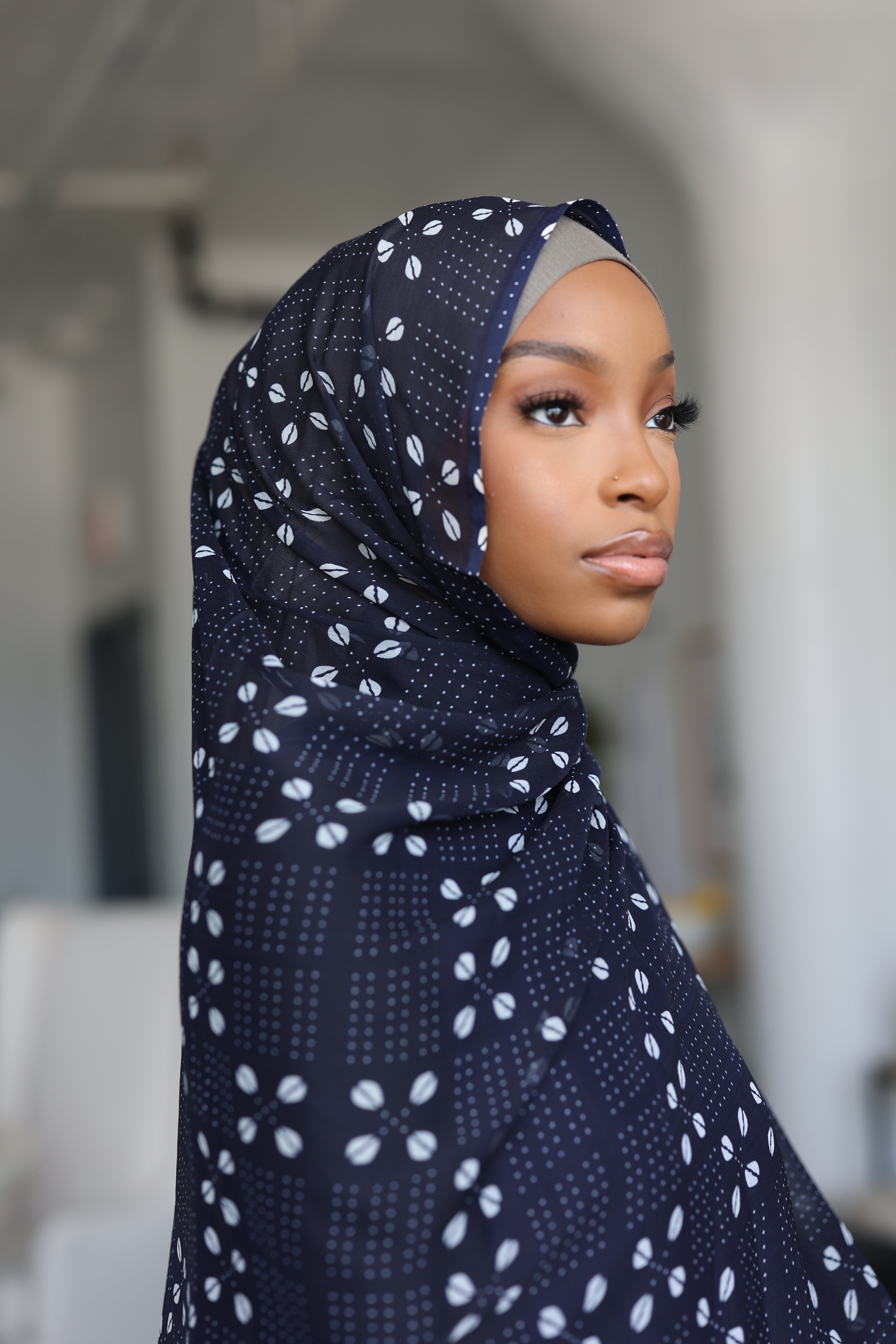 (Navy) MAHA Hijab (Chiffon)