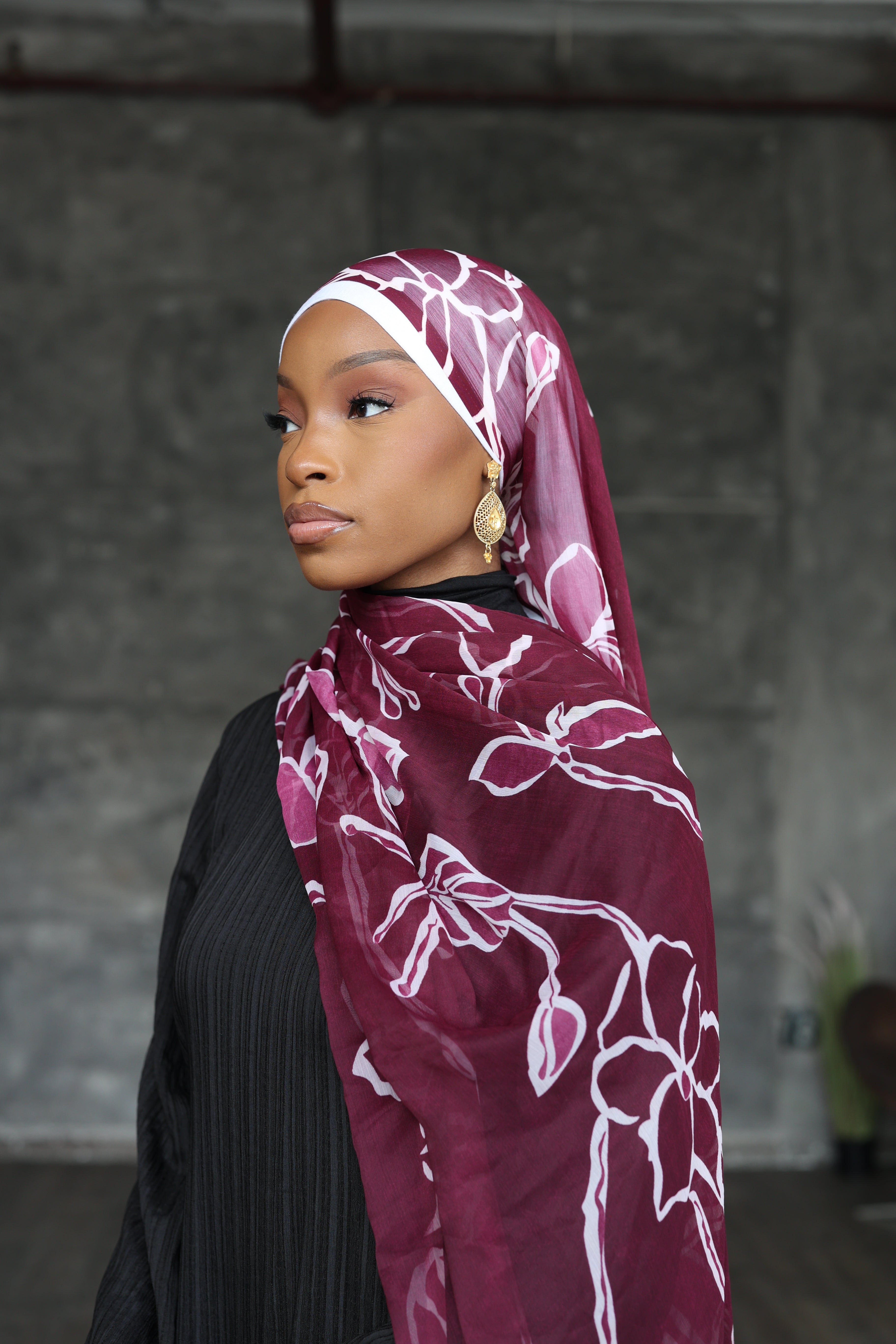 (Purple) ZAHRA Hijab (Chiffon)