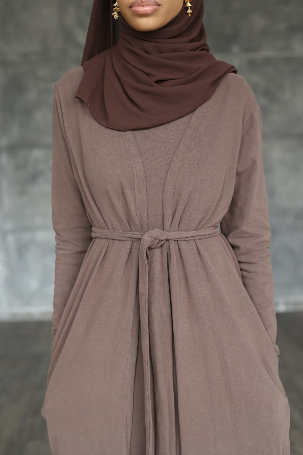 Brown Cozy Cotton Set (with slip dress)