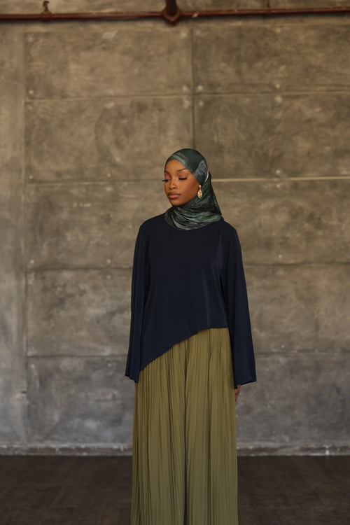 (Olive) Pleated Wide Leg Pants