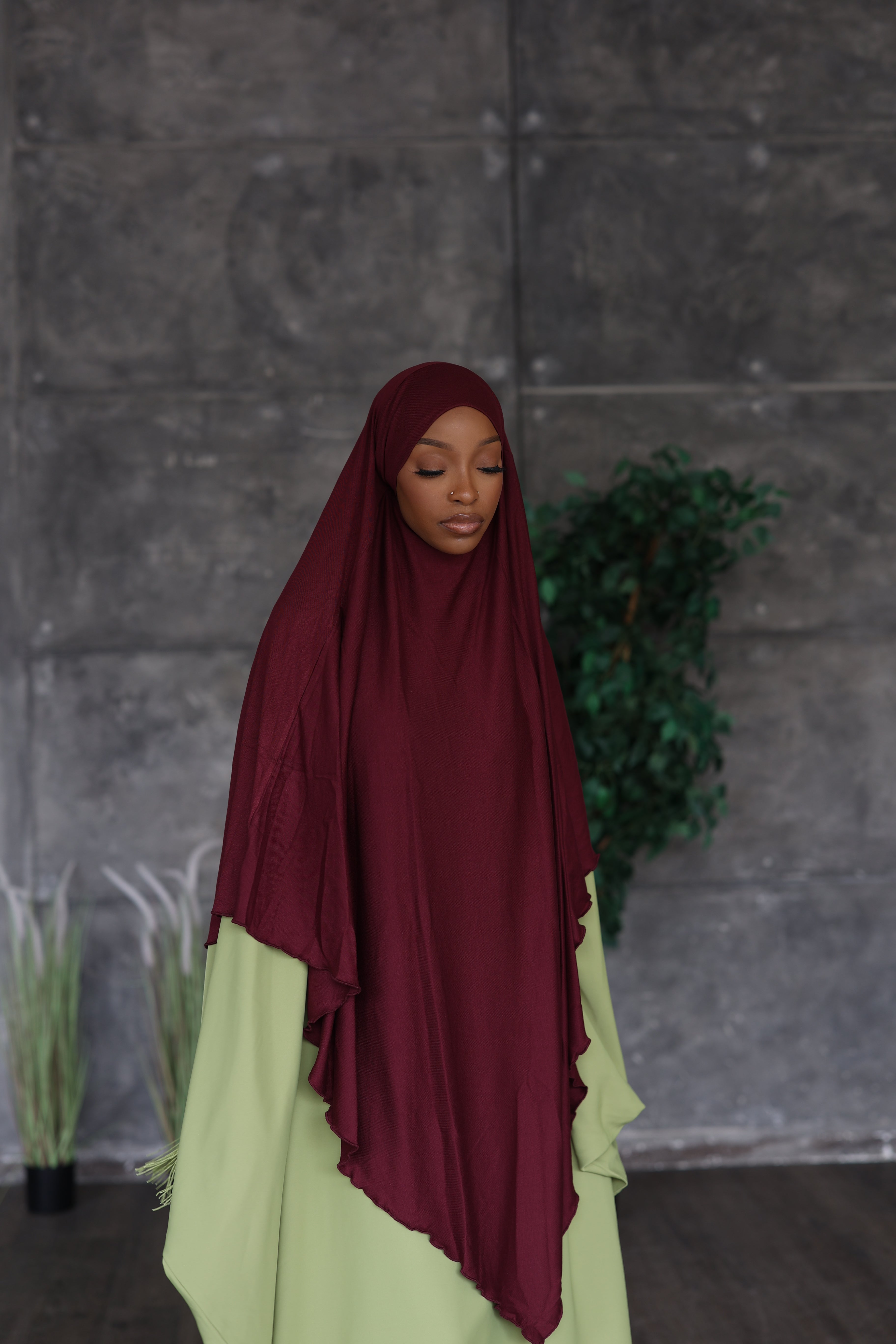 (Burgundy) Khimar (Jersey)